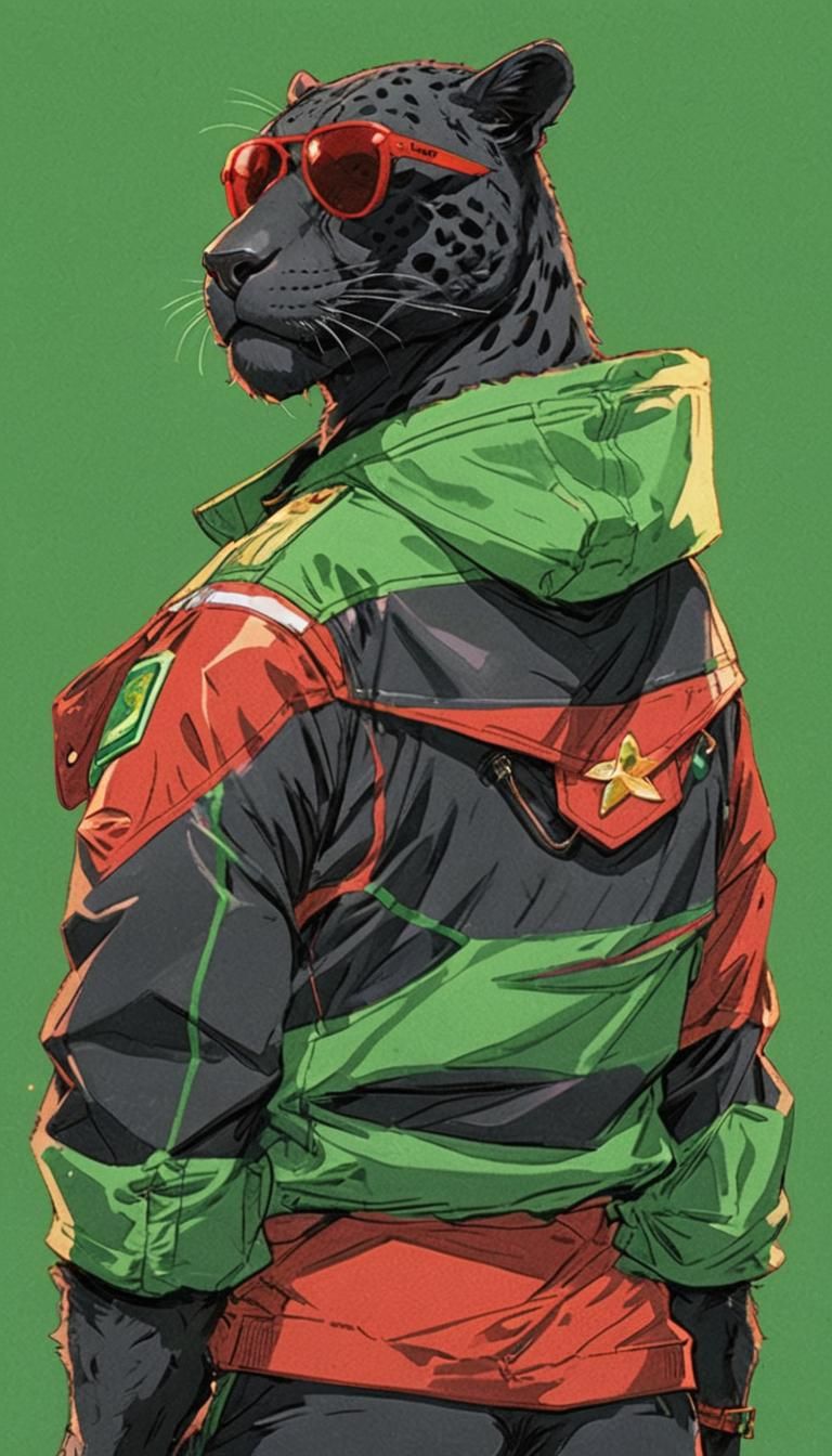 Anime Portrait of Jaguar Furry in Cel-Shaded Style