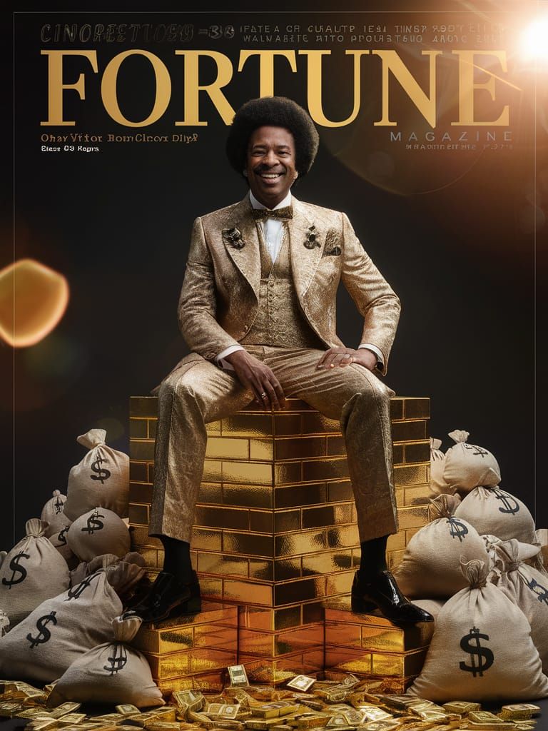 Fortune Magazine Cover: Man on Gold Bricks