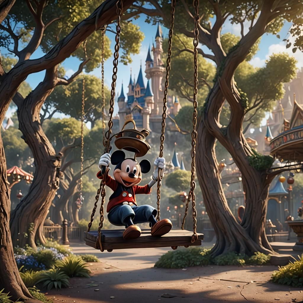 Mickey Mouse Boy on Disneyland Swing