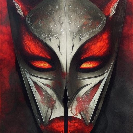 Gothic Mask with Sci-Fi Print in Dark Romanticism Style