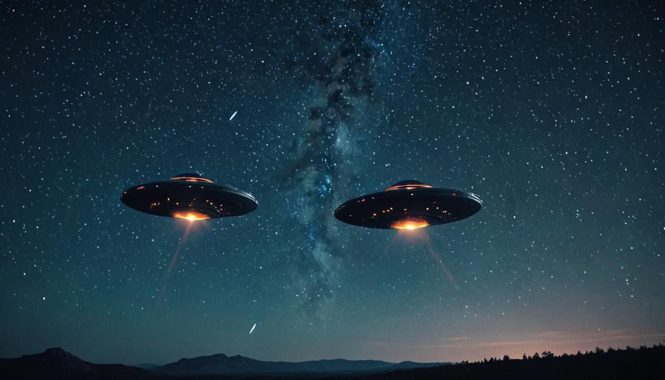 UFOs in Starry Sky: Cinematic Film Still