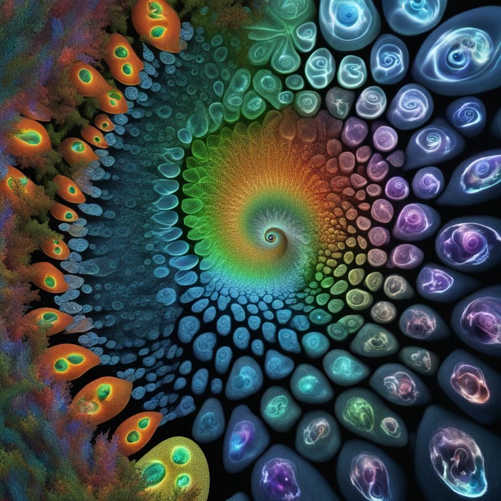 Opalescent Kraken Hybrid in Fractal Mosaic Style