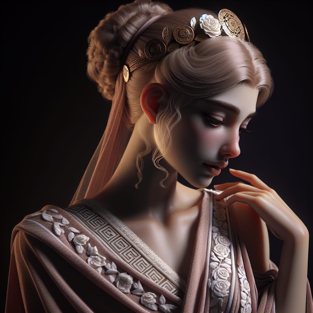 Aidos: Greek Goddess of Modesty in Romantic Style