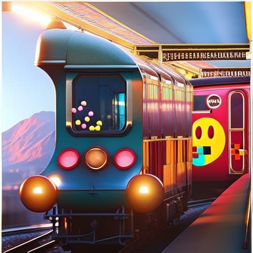 Pac-Man and Ms. Pac-Man on a Train