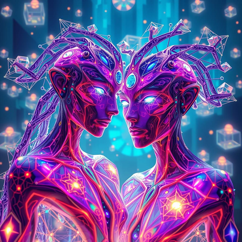 Ethereal Fractal Beings in a Sacred Geometry Realm