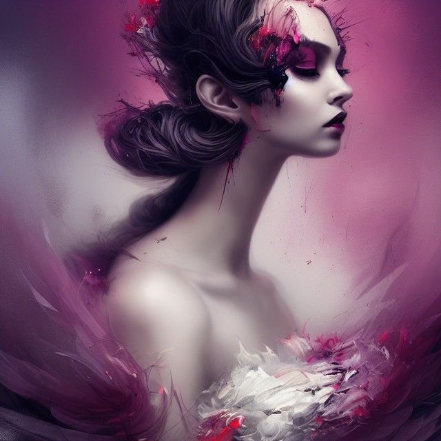 Princess in Black Swan Gown: Digital Art