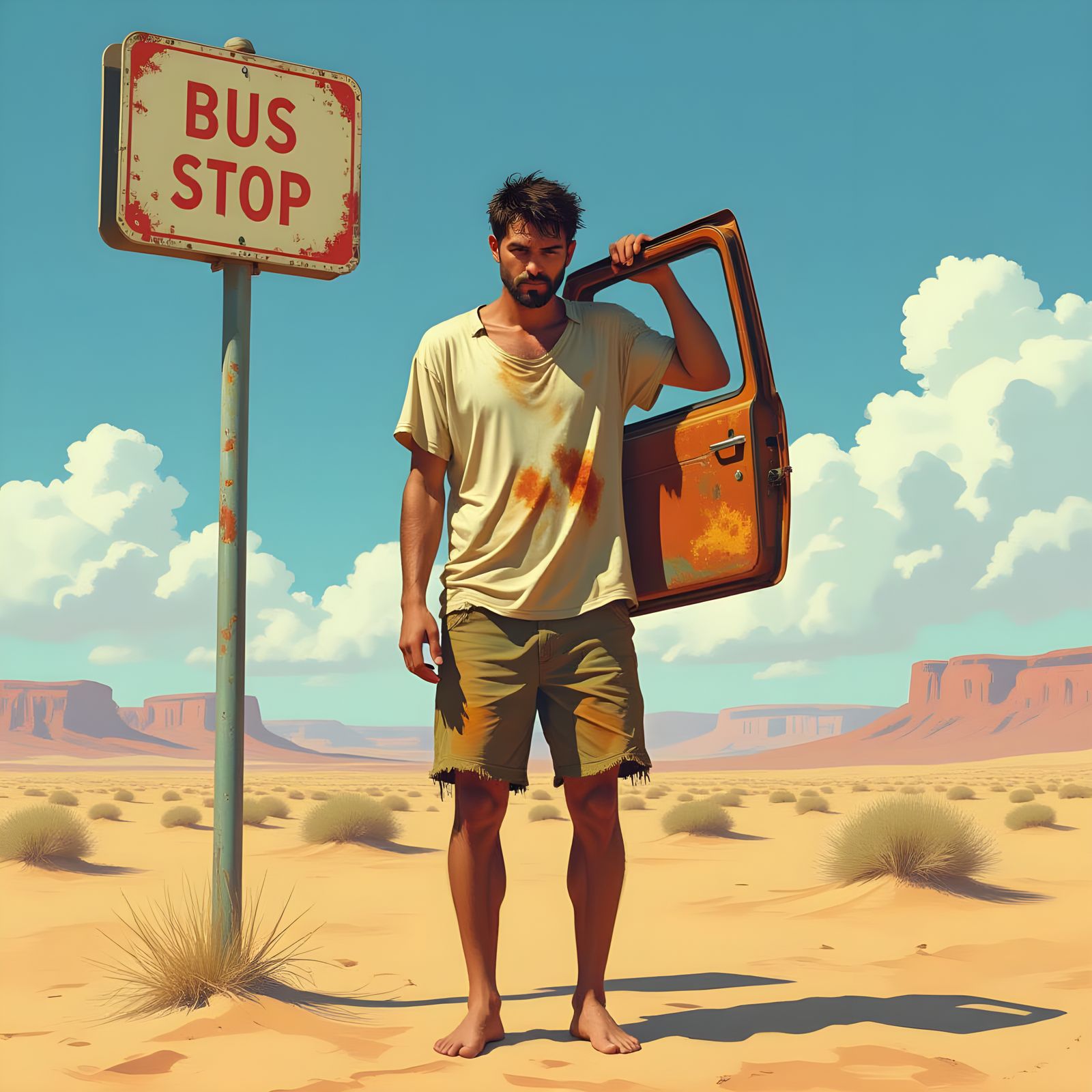 Desert Bus Stop: Hyperdetailed Portrait in Unreal Engine 5