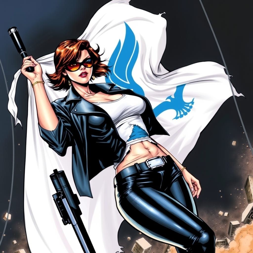 Femme Fatale Spy with Falcon Flag, Jim Lee Style