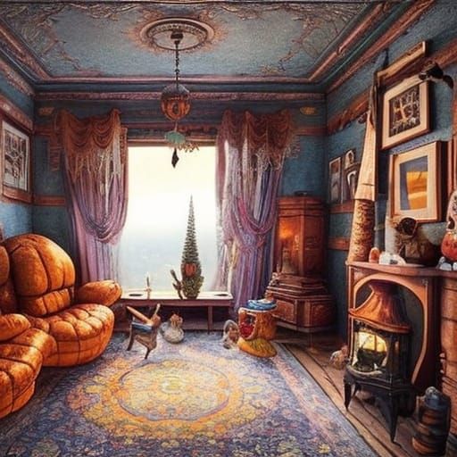 Cozy Space: A Photorealistic Digital Illustration