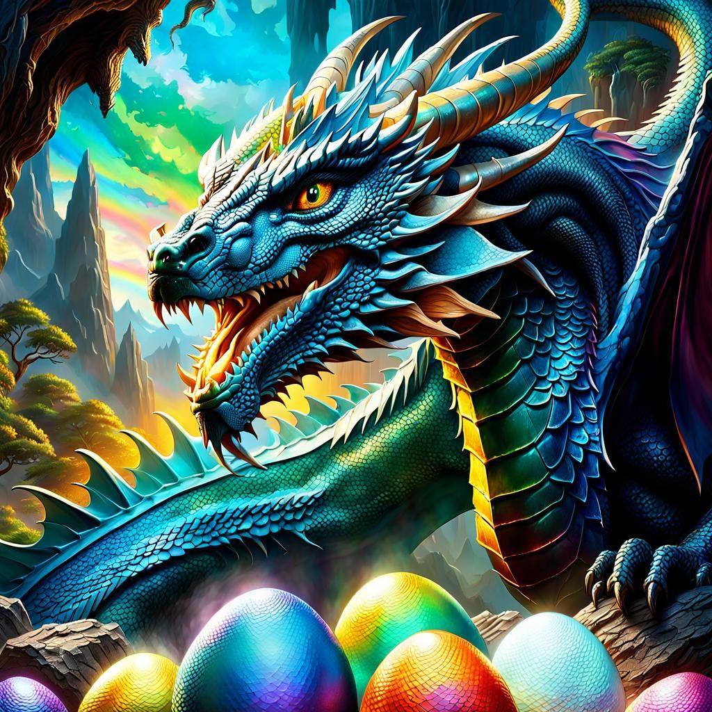 Dragon Eragon Protects Eggs in Mystical Realm
