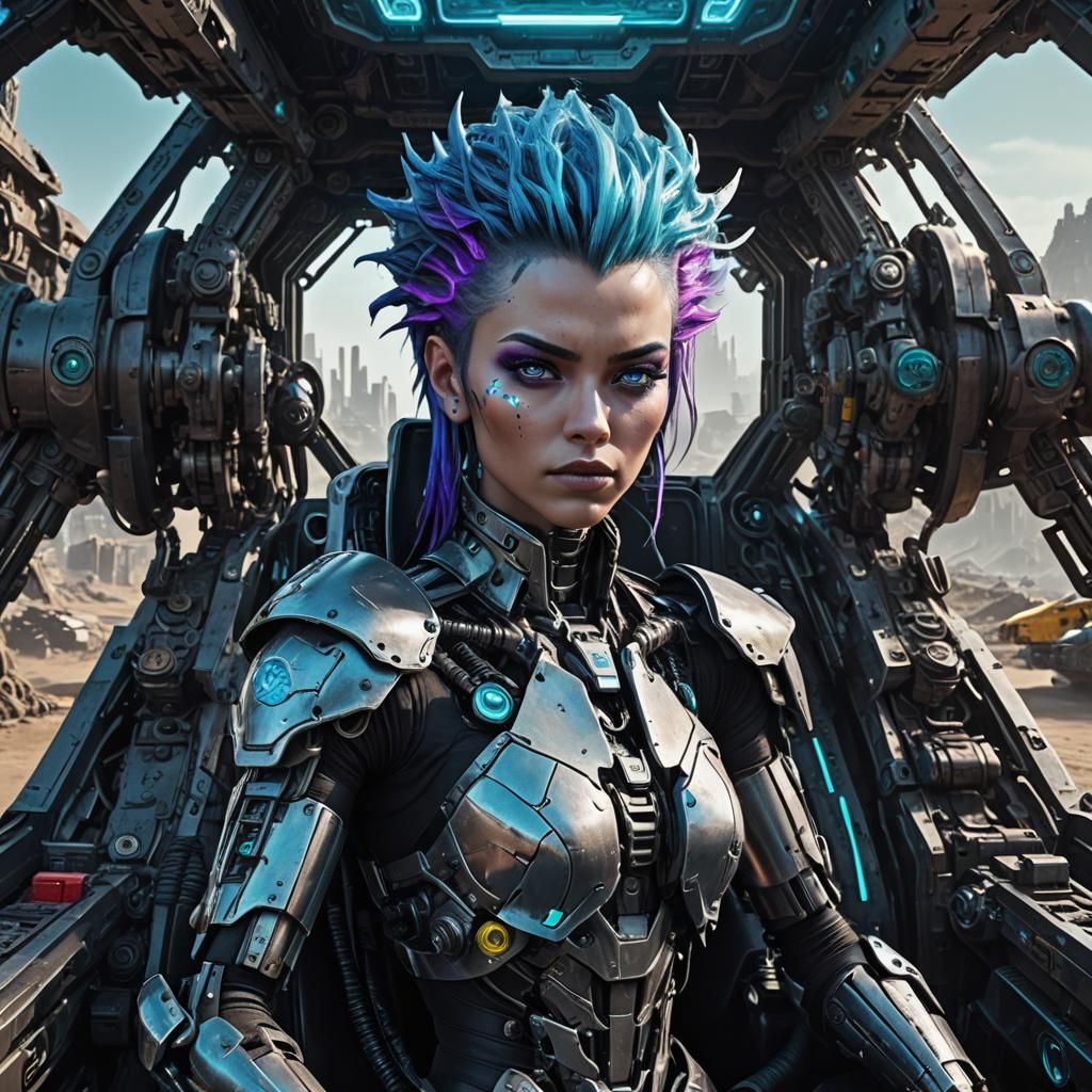 Cyberpunk Driver in Bionicle Mecha Cockpit