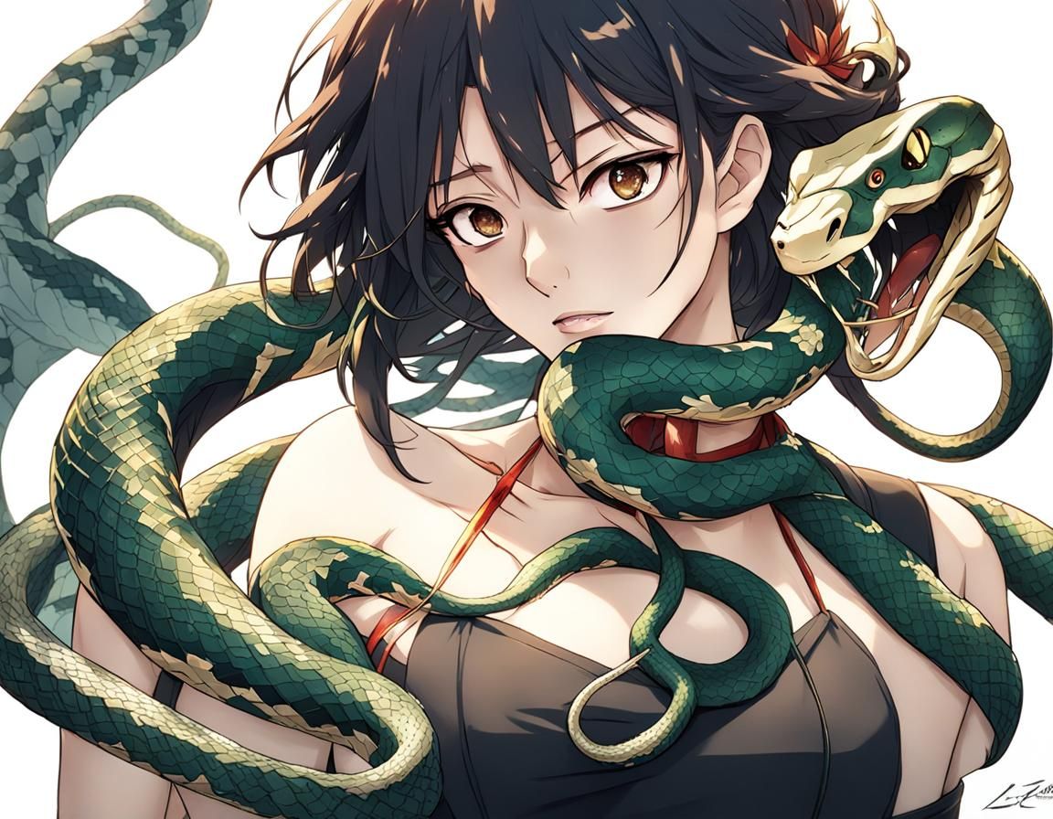 Woman and Pet Snake Pose for a Great Selfie