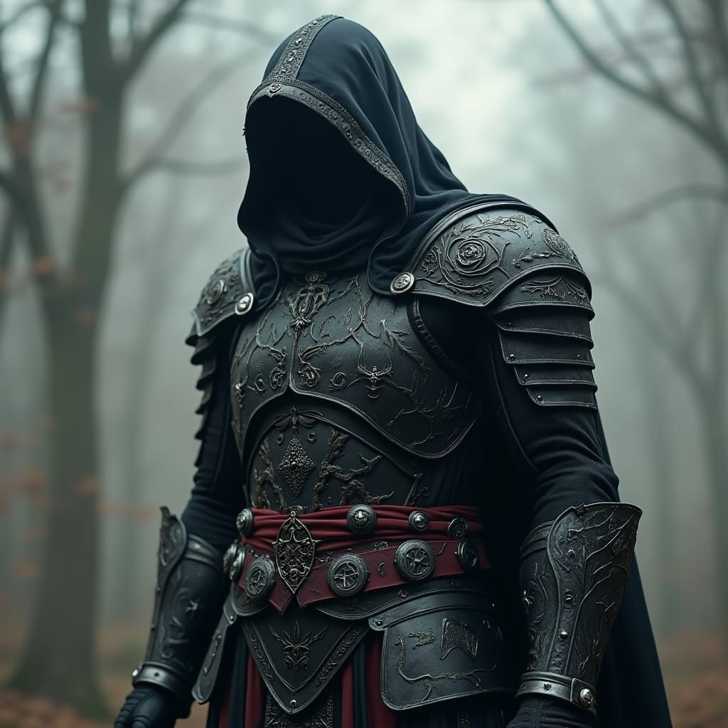 Dark Fantasy Assassin's Creed Armor with Ephemeral Black Hoo...