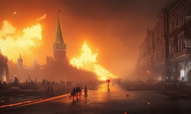 Fiery Christmas in Moscow: Hyper-Detailed Greg Rutkowski Sty...