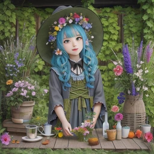 Enchanting Flower Witch in a Floral Fantasy