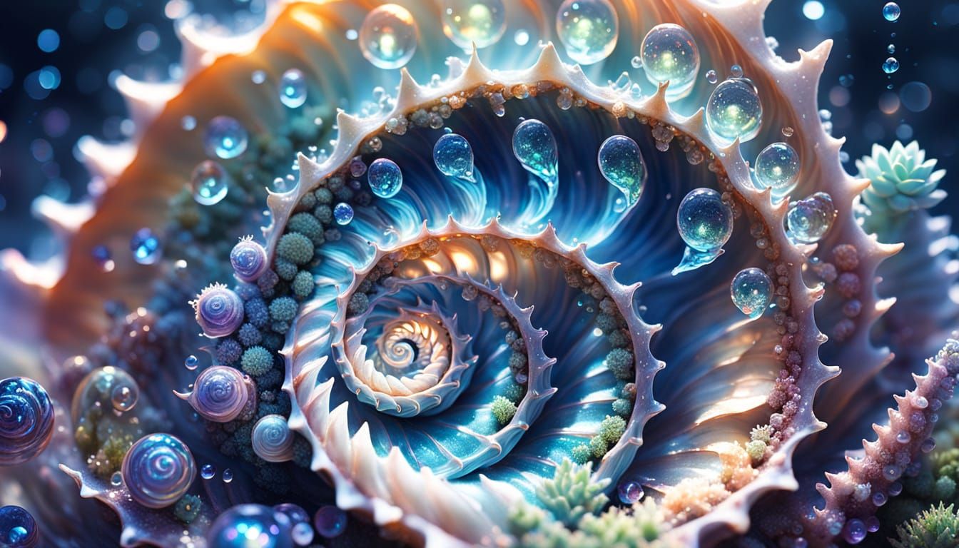 Fibonacci Spiral in Seashell and Succulent Fusion