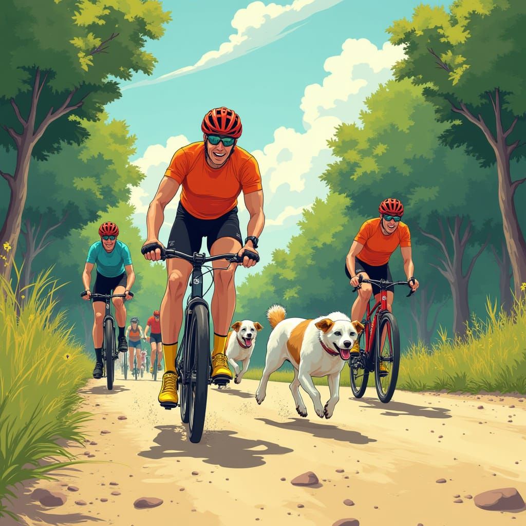 Dynamic Runners and Wolves on Wooded Path