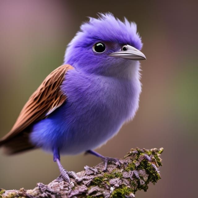 Intricate Baby Purple Grenadier Bird in Art Nouveau Style