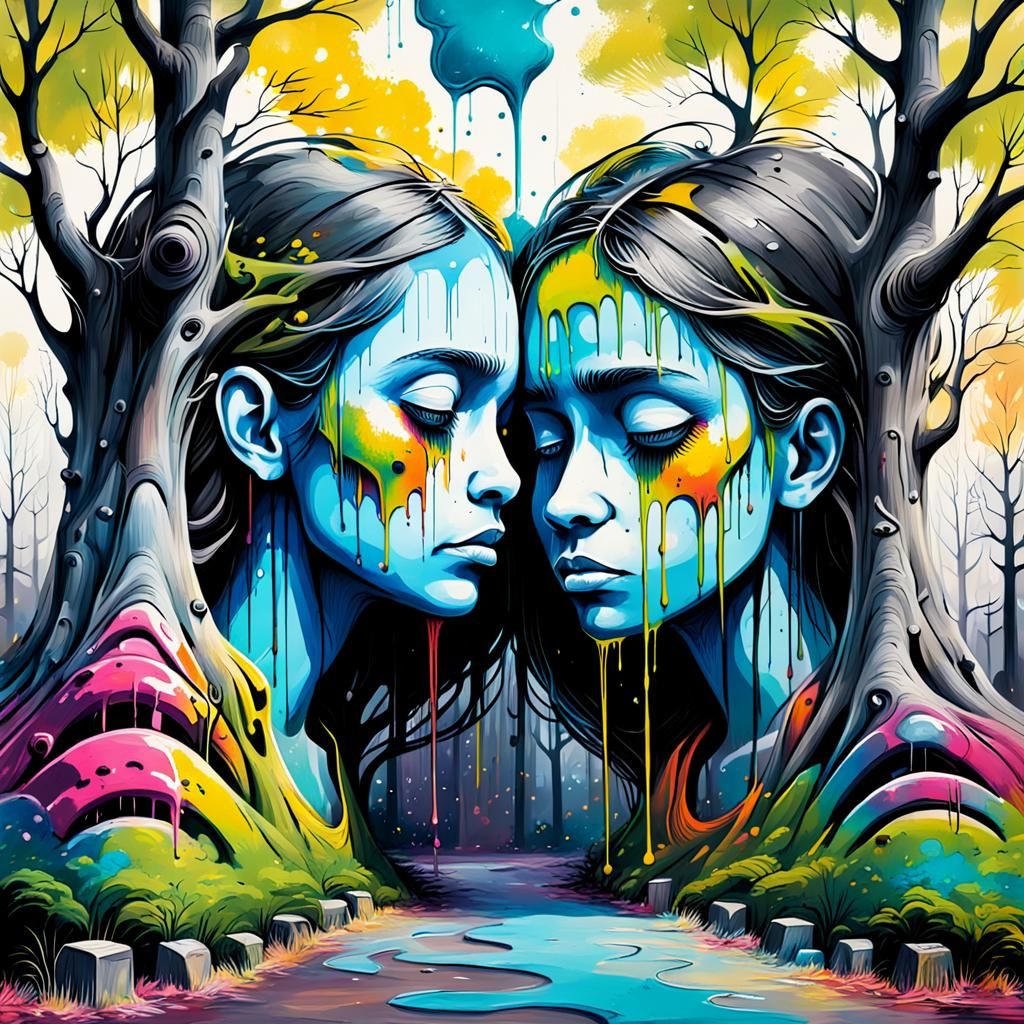 Graffiti Art: Whispering Trees in Vibrant Colors