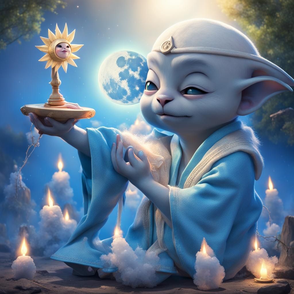 Grogu's Love Spell Over Moon and Sun