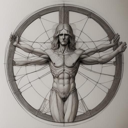Vitruvian Man: Renaissance Pen and Ink Drawing