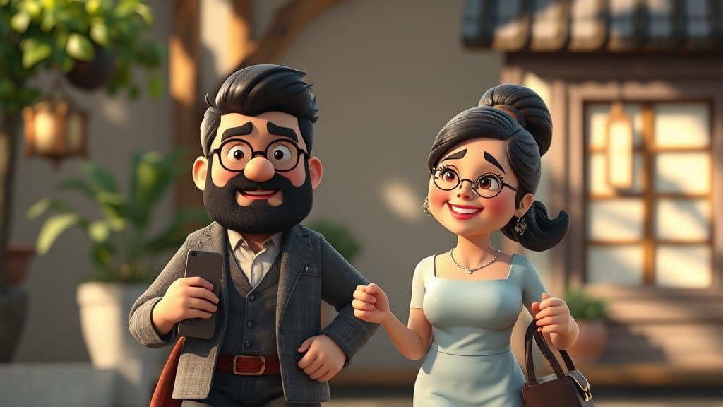 Romantic Ghibli-Inspired Couple's Animated Run