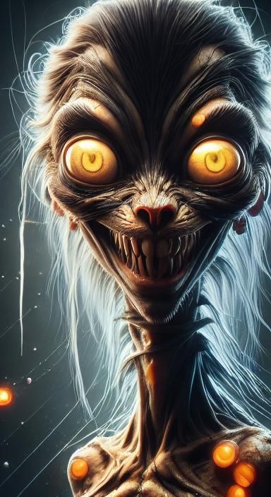 Cyberpunk Cyborg Black Cat Portrait in Neon Light