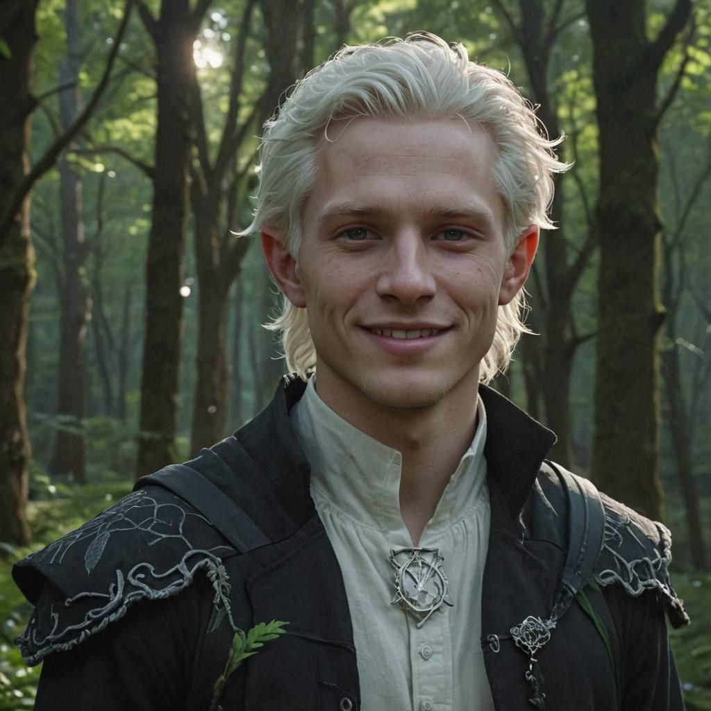 Monochromatic Half-Elf Ranger in Lush Forest: Fantasy Art