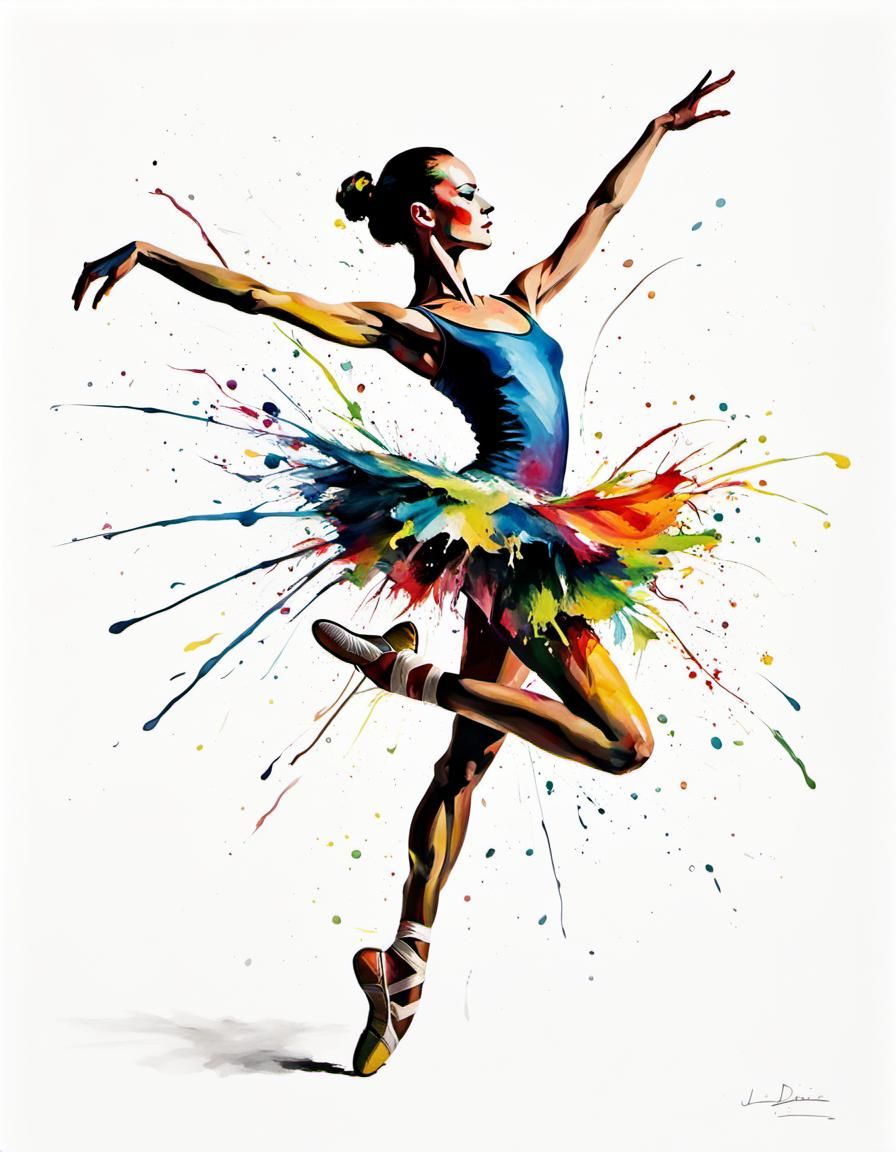 Colorful Splash Art Ballet Dancer