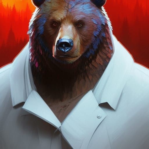 Hyperdetailed Portrait of a Bear-Man in Digital Art