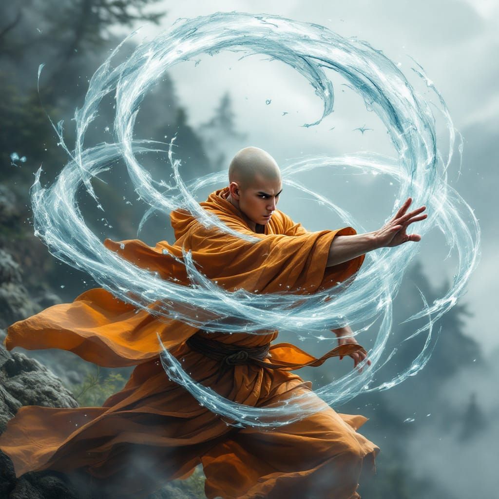 Young Monk Controls Wind with Epic Energy