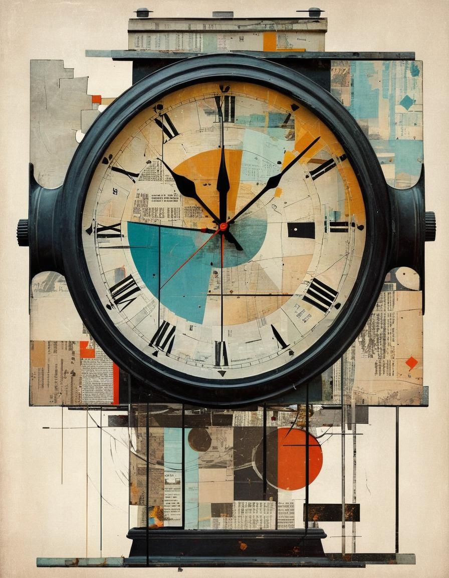 Surreal Fragmented Figure with Distorted Time