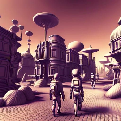 Hyperrealistic Alien City on Strange Planet