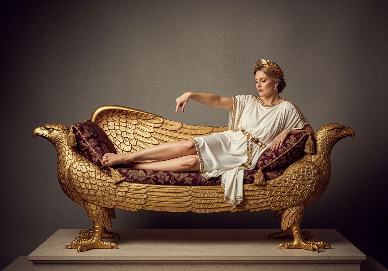 Opulent Roman Empress Lounging on Golden Chaise