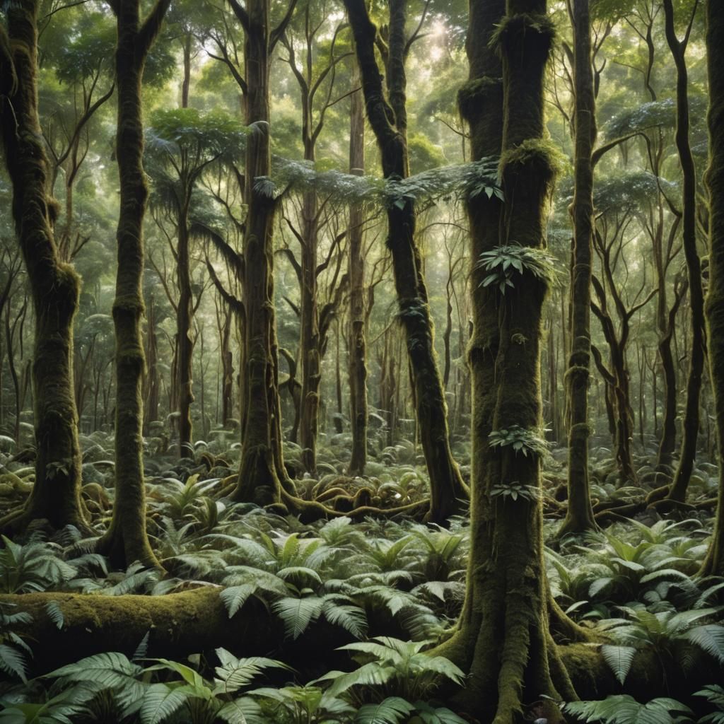 Lush Rainforest Landscape in Naturalistic Photography Style