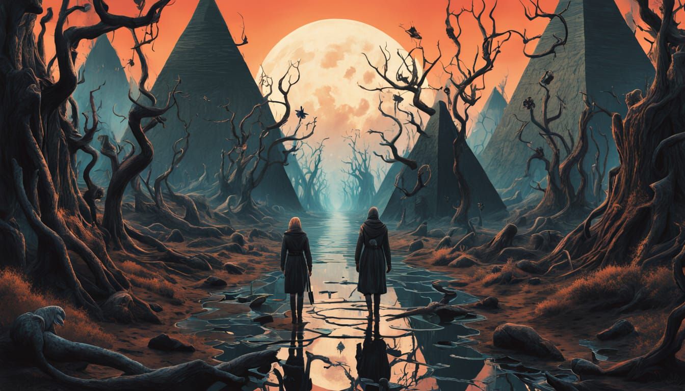 Mystical Shaman Unites Cracked Mirrors in Vibrant, Dreamlike...