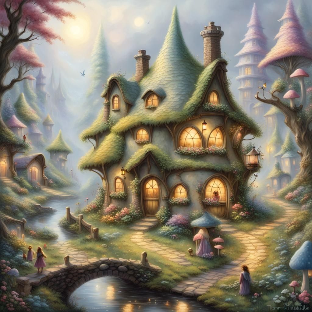 Magical Fairy Village in Ethereal Fantasy Style