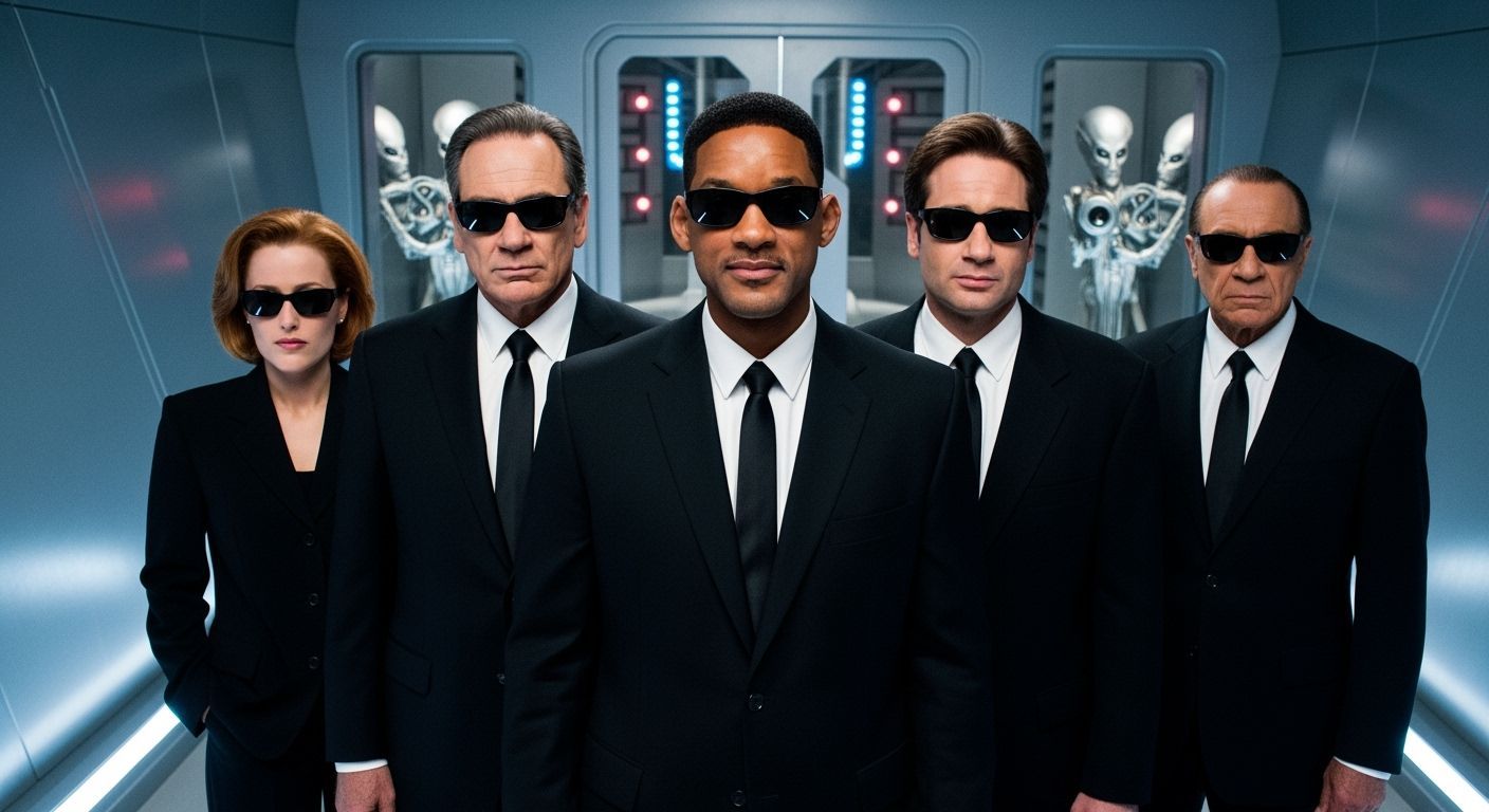 Men in Black Agents with Mulder and Scully in HQ