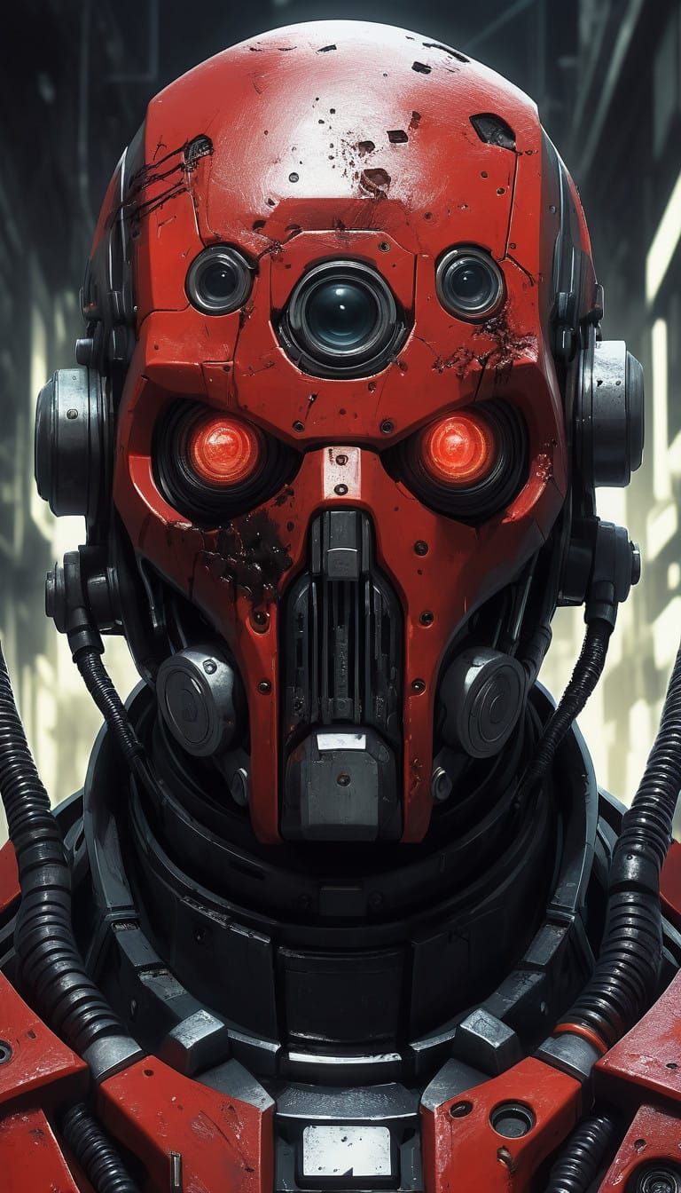 Cybernetic Horror in Bloody Oil Paint