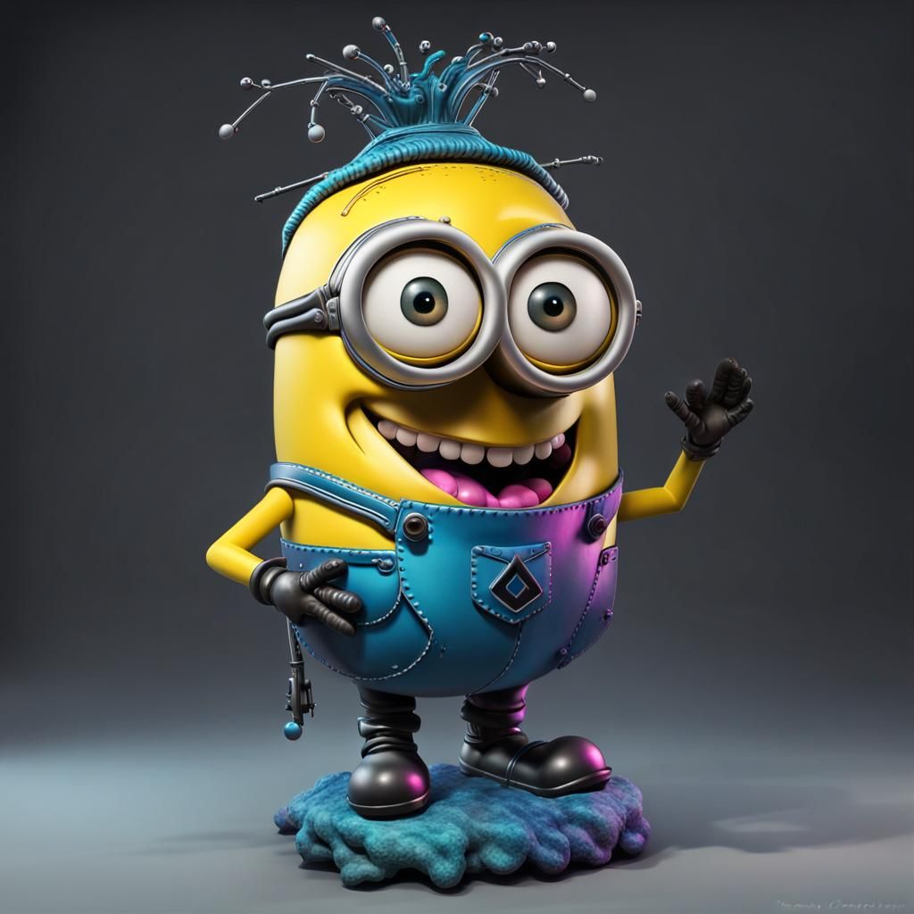 A sculpture of a whimsical Minion