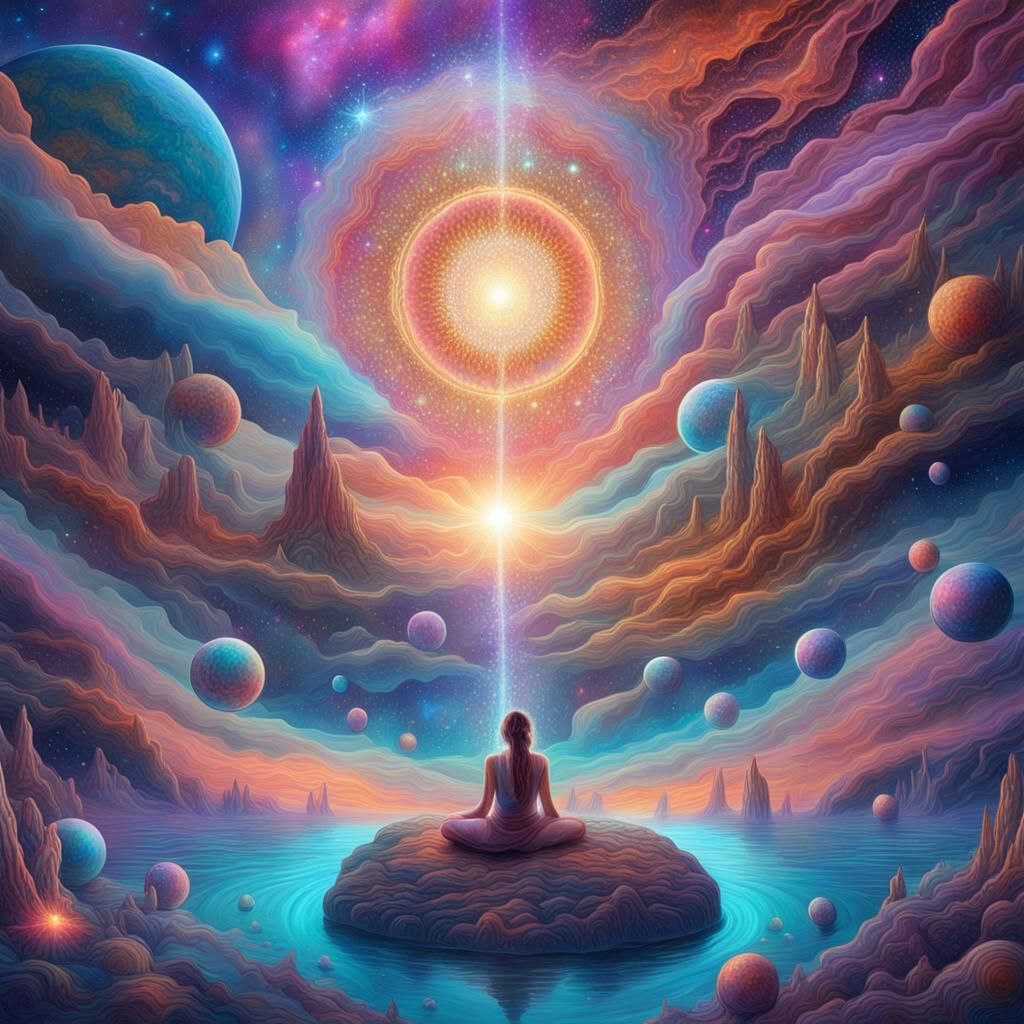 Astral Dreamland: Holographic Cosmic Illustration