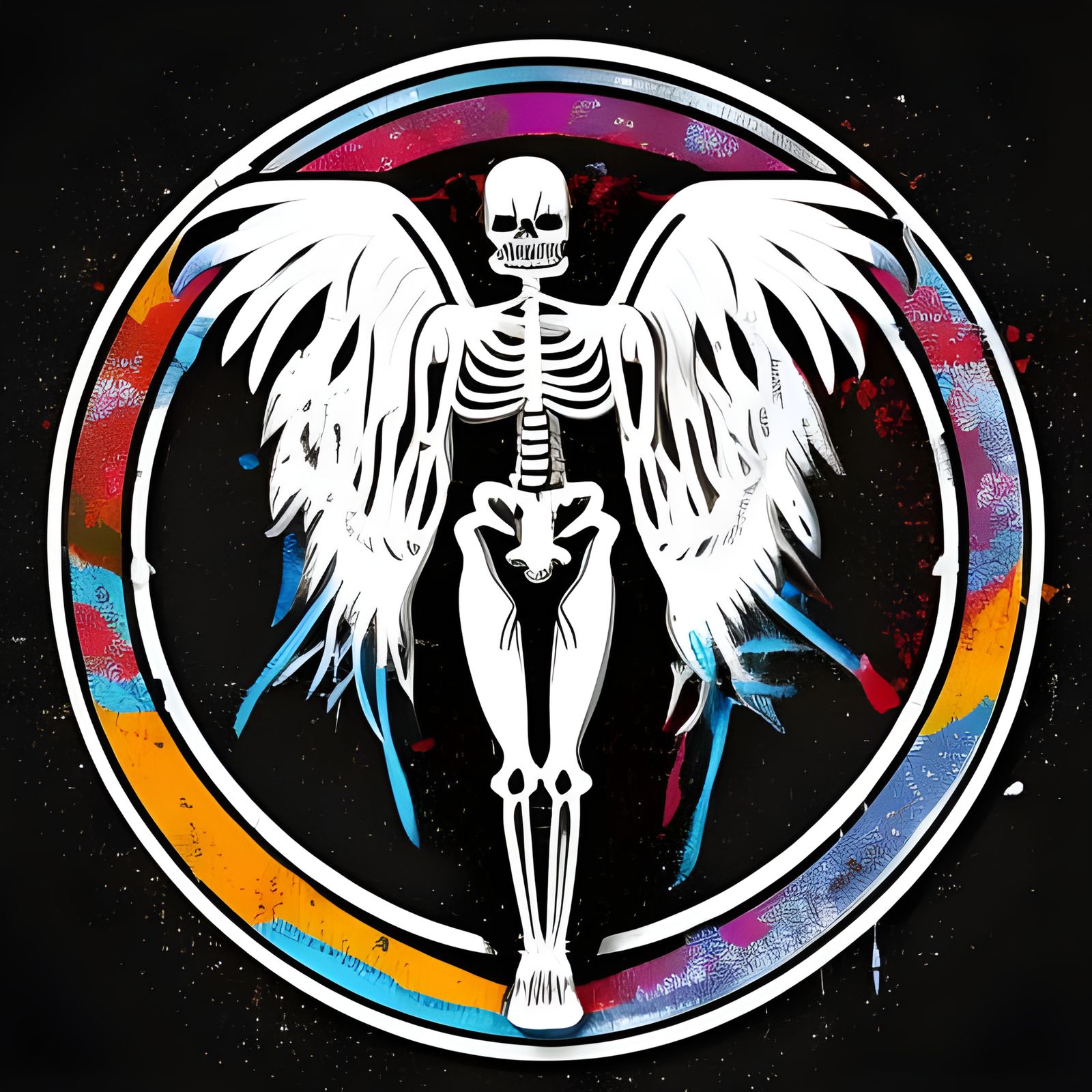 Icarus Angel Demon Skeleton Logo in Graffiti Art Style