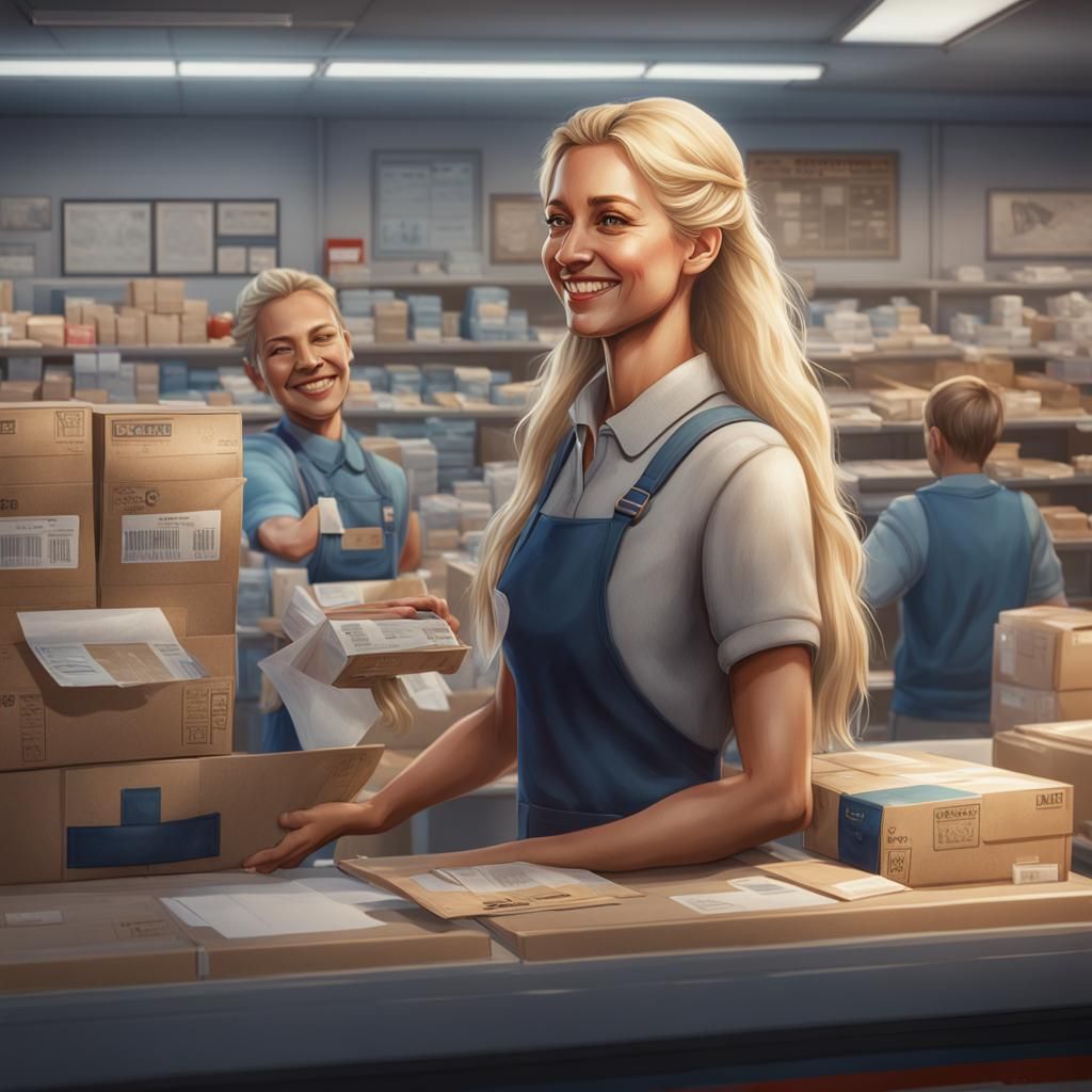 Mail clerk sorting mail at the post office