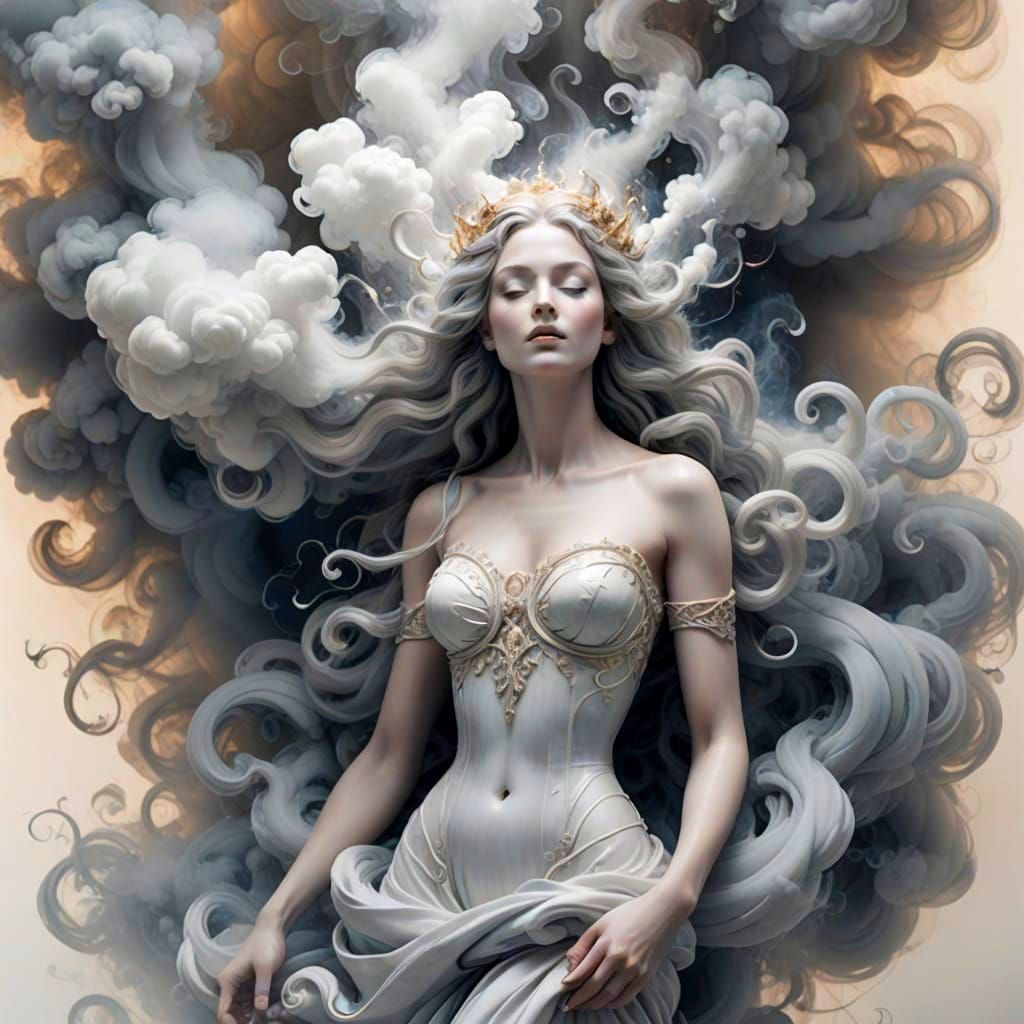Ethereal Goddess of Smoke in Soft Focus