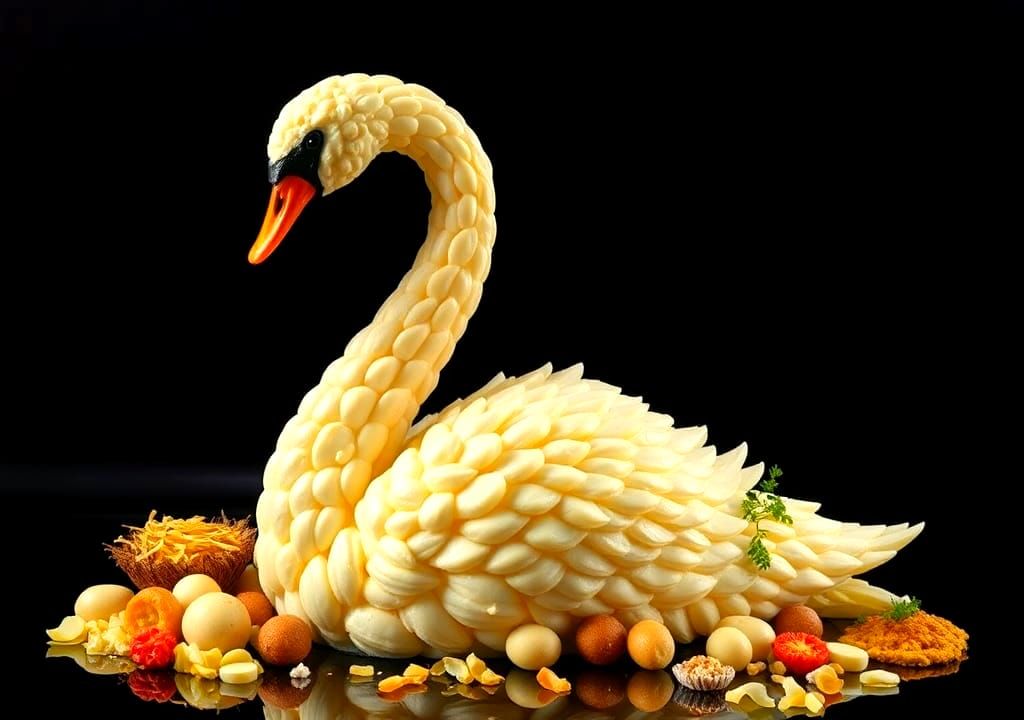 Unique Potato Swan for Cooking Competition