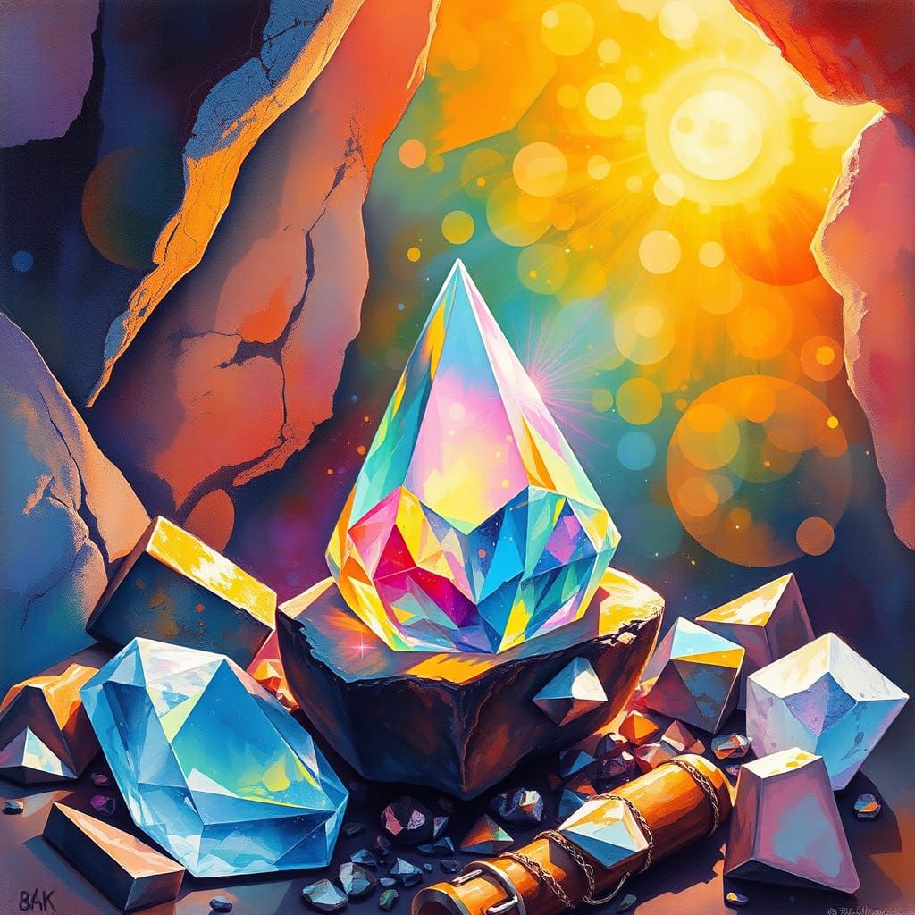 Prism Refracts Sunlight into Rainbow Hues