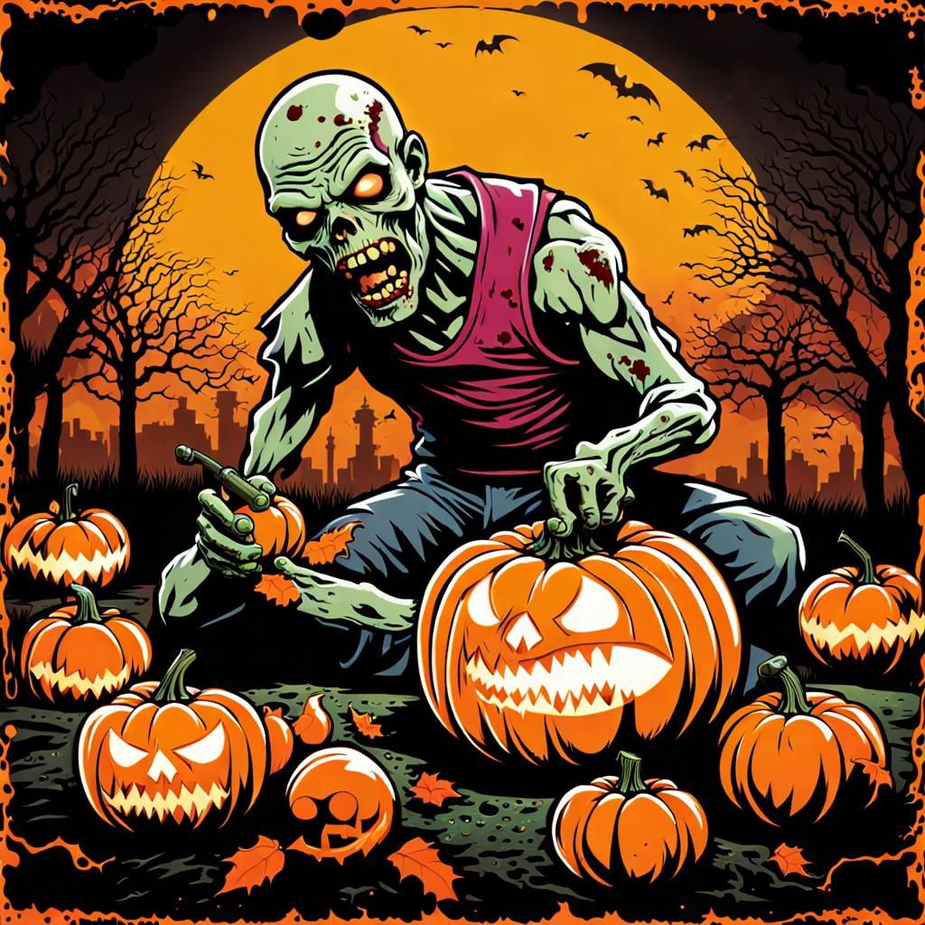 Epic Zombie Carving and Eating Pumpkins