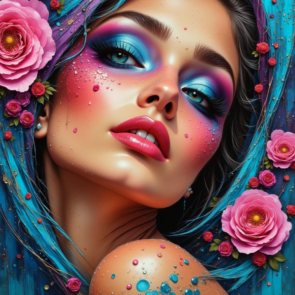 Ethereal Goddess in Vintage Impasto Oil Painting