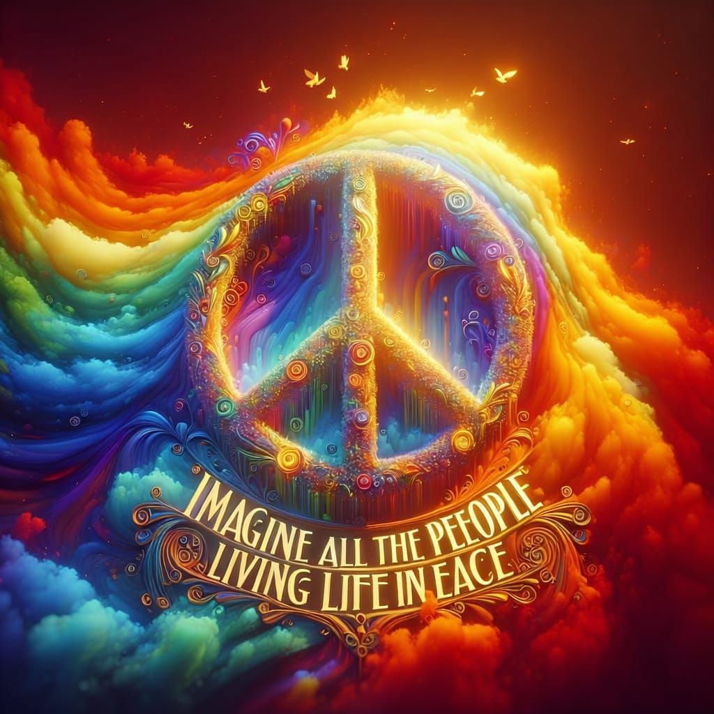 Rainbow Peace Sign with Inspirational Message