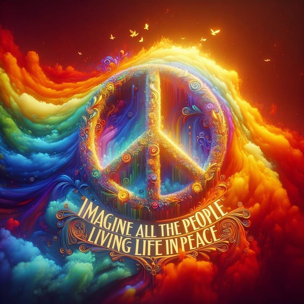 Rainbow Peace Sign With Inspirational Peace Message